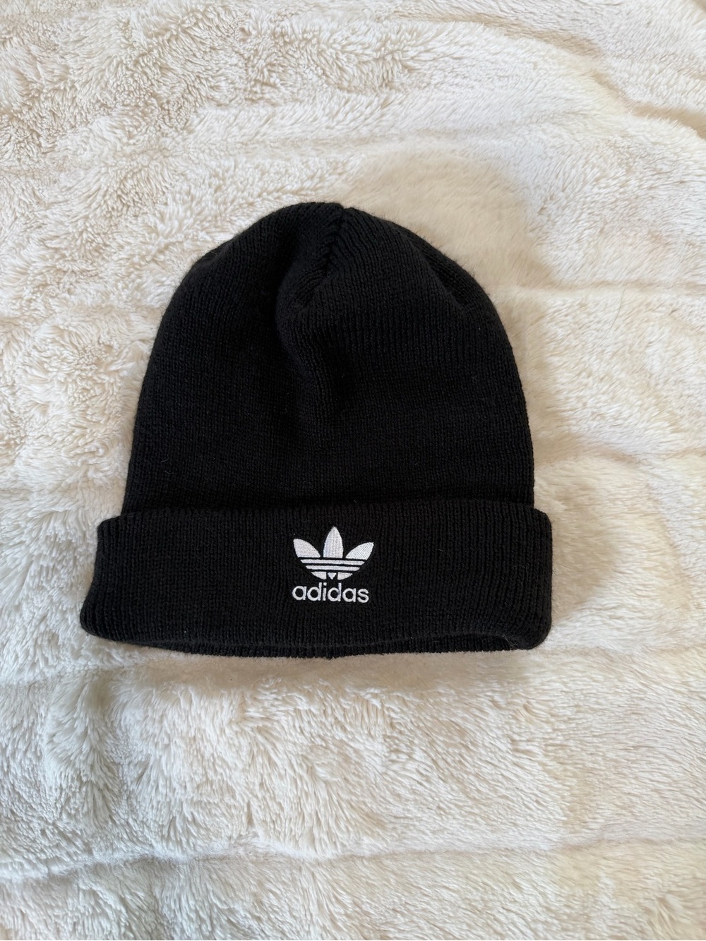 adidas Black Beanie with White Trefoil Logo